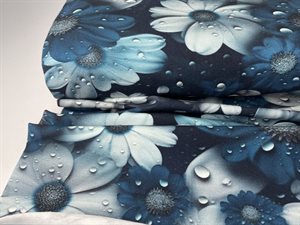 Bomuldsjersey - smukke blå blomster efter regnen, gots